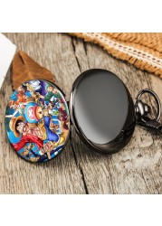 Cartoon Character Pattern Custom Men Fashion Pocket Watch With Neutral Thick Chain High-end Unisex Quartz Watches Birthday Gift