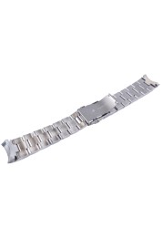 Rolamy 22mm Sliver Stainless Steel Wrist Watch Band Replacement Metal Watchband Bracelet Double Push Clasp for Seiko