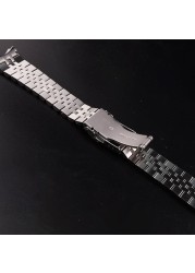 CARLYWET 22mm 316L Stainless Steel Silver Jubilee Watch Band Strap Silver Bracelets Solid Curved End for Seiko 5 SRPD53K1 SKX007