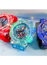 Colorful Lights Children's Watch Rubber Strap Quartz Pointer Boy Girl Gift Flash Student Watches Cartoon Drop Shopping A4250