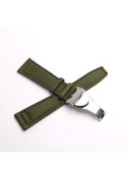 Carlewit 20 21 22mm High Quality Green Nylon Fabric Leather Band Wrist Watch Band Strap Strap with Deploying Clasp for Tudor