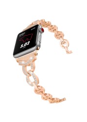 Luxury Band for Apple Watch Series6 5 4 3 2 1 SE Diamond Stainless Steel Strap for IWatch 38 40mm 42mm 44mm Watch Bands Bracelet