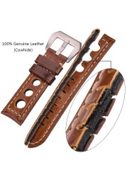 Cowhide Watch Strap Bracelet Vintage Genuine Leather 20mm 22mm 24mm Watchband Women Men Fashion Watch Band Strap With Pin Buckle