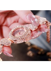 Women's Wrist Watches Rose Gold Color Full Rhinestones Diamond Wristwatches Casual Party Dress Ladies Gift For Girls D189