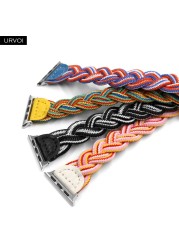 URVOI Braided Band for Apple Watch Series 7 6 SE 5 4 3 2 Woven Nylon Strap for iWatch Solo Stretchable Loop Replacement 41 45mm