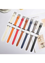 Thin Leather Watchbands for Apple Watch Series 7 6 5 4 3 2 SE Strap for iwatch 38 40mm 41mm 42mm 44mm 45mm Bracelet Accessories