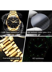 OLEVS Men's Watches Water Resistant Stainless Steel Gold Color Luxury Brand Quartz Men Wrist Watches