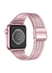 Luxury Stainless Steel Band for Apple Watch Series 40mm 42mm 44mm 38mm Watch Band for iWatch 6 5 4 3 2 1 SE Folding Clasp Strap