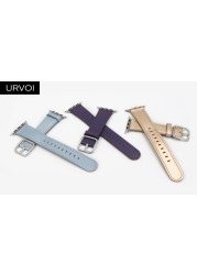 URVOI Band for Apple Watch Series 7 6 SE 5 4 3 Calf Leather Strap for iwatch with Classic Buckle Modern Design GEN.2 41mm 45mm