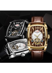 NESUN Automatic Mechanical Tourbillon Watch Luxury Fashion Sports Wristwatch Men Waterproof Hollow Out Energy Storage Clock