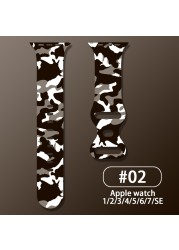 Camouflage series strap for Apple watch band 44mm 40mm 45mm 41mm 38mm 42mm korea silicone smartwatch iWatch serie 7 3 4 5 6 SE