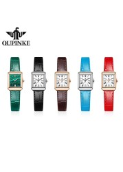 OUPINKE Retro Luxury Casual Women Wristwatches Genuine Leather Strap Waterproof Quartz Watches for Women Calendar