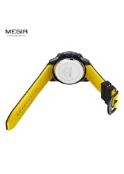 MEGIR Quartz Watches Men Silicone Strap Chronograph Analog Wristwatch Luminous Hands Auto Date Waterproof Military Sport Watch