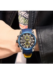 MEGIR Men Sports Military Watches Men Waterproof Fashion Blue Silicone Strap Wristwatch Man Luxury Top Brand Luminous Watch