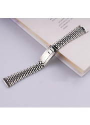 Carlewit 20 22mm Silver Stainless Steel Replacement Wrist Watchband Jubilee Bracelet With Oyster Clasp For Seiko Tudor Omega