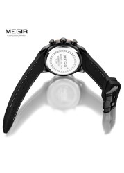 MEGIR Silicone Strap Milliari Sport Watches Men Waterproof Luminous Chronograph Quartz Watch Man Brown Reloj Relogio Watches