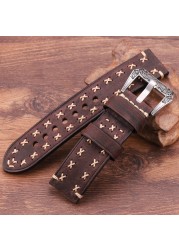 Handmade Watchbands With Retro Stainless Steel Buckle 22mm 24mm Men Women Genuine Leather Watch Band Strap Strap Watch Accessorie