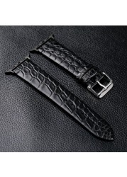 Suitable For Apple Watch Leather Strap iWatch 6/5 strap Crazy Horse brown pattern iwatch 7/SE strap ultra-thin crocodile leather