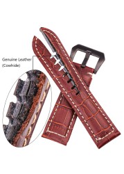 Cowhide Watchband Crocodile Pattern Women Men 20mm 22mm 24mm 5 Colors Watch Strap With Silver Black Steel Buckle Wrist Strap