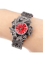 New high-end ladies vintage embossed bracelet watch, creative personality flower quartz watch luxury fashion jewelry wholesale