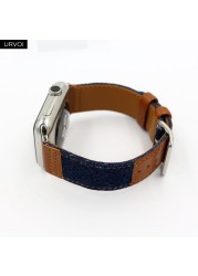 URVOI Jeans Strap for Apple Watch 7 6 SE 5 4 Leather Strap Jean Canvas Durable iwatch Wrist Strap Compatible Adapters