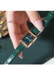 Simple Quartz Watches Women Top Quality Luxury Brand GEDI Leather Wristwatch Rectangle Dial Watch Ladies Dress Accessories