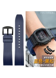 For Casio For G-SHOCK GA-110 GA-100 DW-5600 6900 GA-2100 Watch Strap Fluorine Rubber Watchband With Connector Adapters 16mm