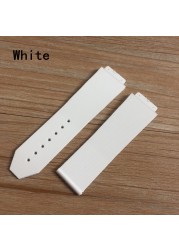 Watch Accessories 25*19mm Black Brown Gray White Blue Silicone Strap Watchband For HB Watch Strap Big Bang Fusion Chain Bracelet