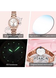 OLEVS Watch for Women Waterproof Diamond Luminous Quartz Women Watch Set Stainless Steel Rose Gold Luxury Top Brand Wrist watch