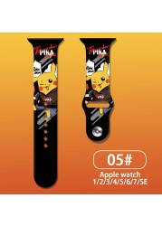 Anime Pokemon Strap for Apple Watch Band 44 40 41 38 42 44 45mm Pikachu Silicone Smart Watch Bracelet iWatch Serie 7 3 4 5 6 SE