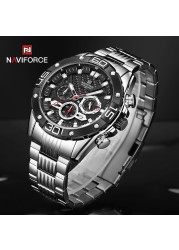 NAVIFORCE Men's Fashion Multifunction Watches Stainless Steel Sports Waterproof Wristwatch Casual Quartz Watch Relogio Masculino