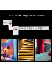 4 Pin 10mm L Shape Led Connector RGB LED Light Strip Connectors 90 Degree Corner Connectors for SMD 3528 5050 2835 Light Bar