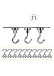 10pcs D20mm 25mm 32mm 36mm 40mm 42mm 46mm 48mm Magnetic Hooks Heavy Duty Wall Hooks Hanger Super Strong Neodymium Magnet Hooks