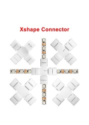 Solderless Connector for WS2812 WS2811 5050 RGB, 10mm, 2/3/4/5 Pin, T L/X Corner Connector, No Solder, LED Strip