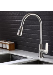 Kitchen pull-out telescopic cold and hot random pull-out faucet sink basin dishwasher mixing valve