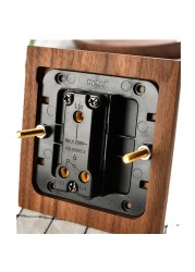 High-grade retro American industrial style light switch socket, solid wood brass toggle switch panel, antique home stay switch