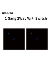 UBARO EU Standard Wifi Smart Drawer Touch Switch Luxury Glass Switch Panel Button App Control Voice Alexa Google Home 1 Gang 2 Way