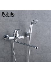 Potato Bathroom Faucet Chrome Outlet Pipe Hot and Cold Water Bath Mixer With ABS Shower Head p22219-