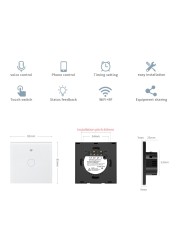 Tuya - Connected Wall Switch, Wi-Fi, Touch Sensor, 110V/220V, Neutral Wire Required, Voice Control, Compatible with Alexa and Google Home