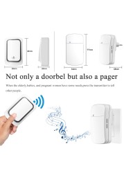 Smart Outdoor Wireless Doorbell Without Battery Waterproof Wireless Bell 2 in 1 EU Plug Self Powered Button Ring Bell