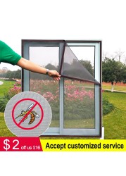 Inset window screen mesh, air tulle adjustable summer invisible anti mosquito net fiberglass removable washable customize screen