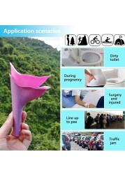 Female Urinal Pee Portable Travel Camping Urinal for Women Soft Silicone Disposable Paper Urination Device Stand Up & Pe