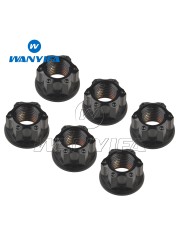 Waniva Titanium Nut M6/M8/M10/M12/M14/M16 Torx Flange Hexagon Nuts for Motorcycle Rear Axle 6pcs