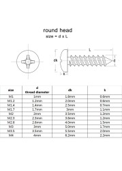 Round Head Wood Screws Set 700 or 2010pcs M1 M1.2 M1.4 M1.7 M2 M3 M4 Black Steel Small Cross