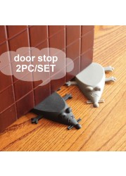 2pcs Cartoon Mouse Shape Silicone Door Stop Mouse Shape Door Stop Gift Safety Guard Cover With Lanyard Baby Soft Silicone