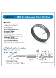 POWGE MXL Synchronous timing belt B105/B106/B107/B108/B109/B110/B111/B112/B113/B114/B115 Width 6.4/9.4mm B105MXL B110MXL B112MXL