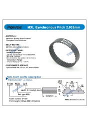 POWGE MXL Synchronous timing belt B267/B268/B270/B273/B275/B276/B280/B285/B290/B295/B297 Width 6.4/9.4mm B270MXL B280MXL B295MXL