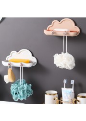 Wall Mounted Soap Holder With 2pcs Hook Creative PP Clouds Shape Soap Basket Multifunctional Bathroom Storage Rack Soap Dishes