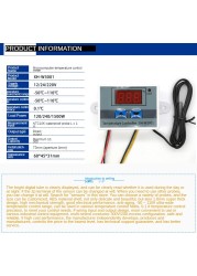 DC12V 24 فولت AC110V-220V LED ترموستات رقمي متحكم في درجة الحرارة NTC الاستشعار التحكم في درجة الحرارة التبديل التتابع