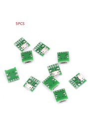 5pcs/lot B Type PCB Mini USB Adapter for DIP Adapter 5pin Female Connector